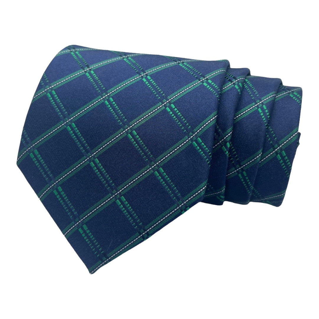 Blue And Green Plaid Tie Combo