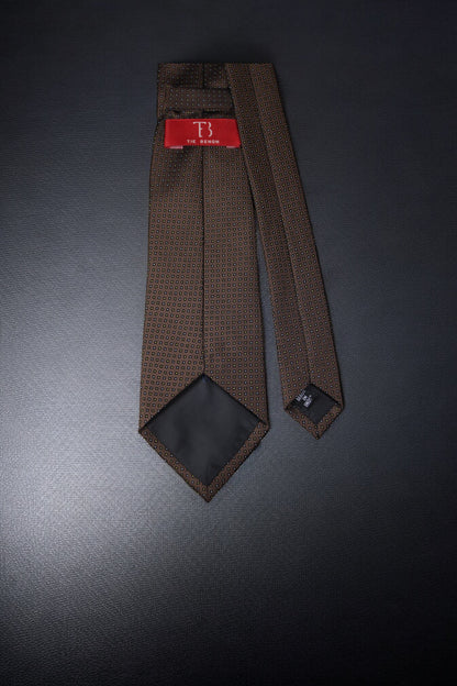 Brown Geometric Tie & Pocket Square
