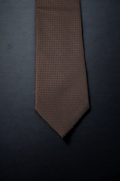 Brown Geometric Tie & Pocket Square