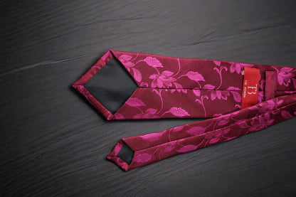 Maroon & Magenta Floral Tie & Pocket Square