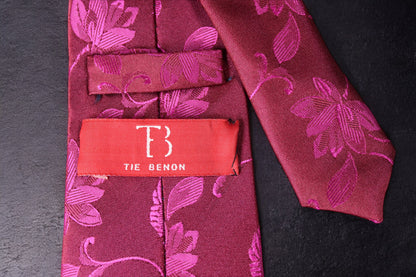Maroon & Magenta Floral Tie & Pocket Square