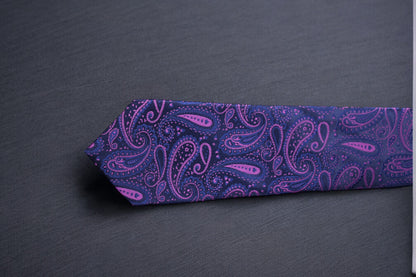Blue & Magenta Paisley Tie & Pocket Square