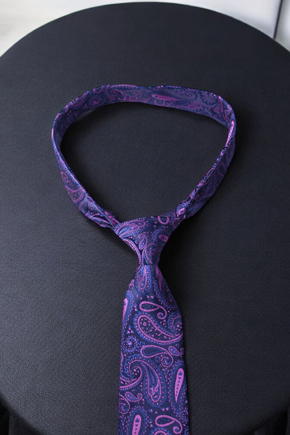 Blue & Magenta Paisley Tie & Pocket Square