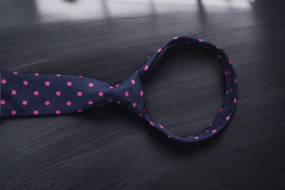 Navy & Pink Polka Dotted Tie & Pocket Square