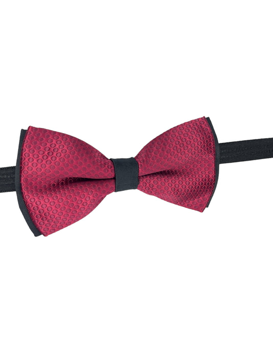 Burgundy Dotted Double Layered Bow tie