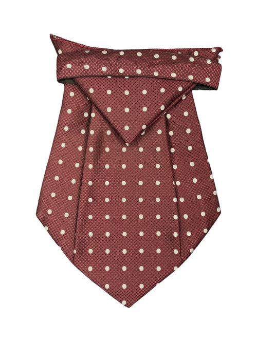 Burgundy White Dotted Cravat Tie