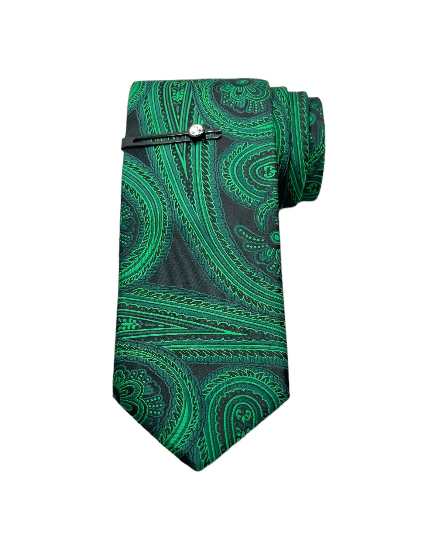 Green Big Paisley Microsilk Tie Set