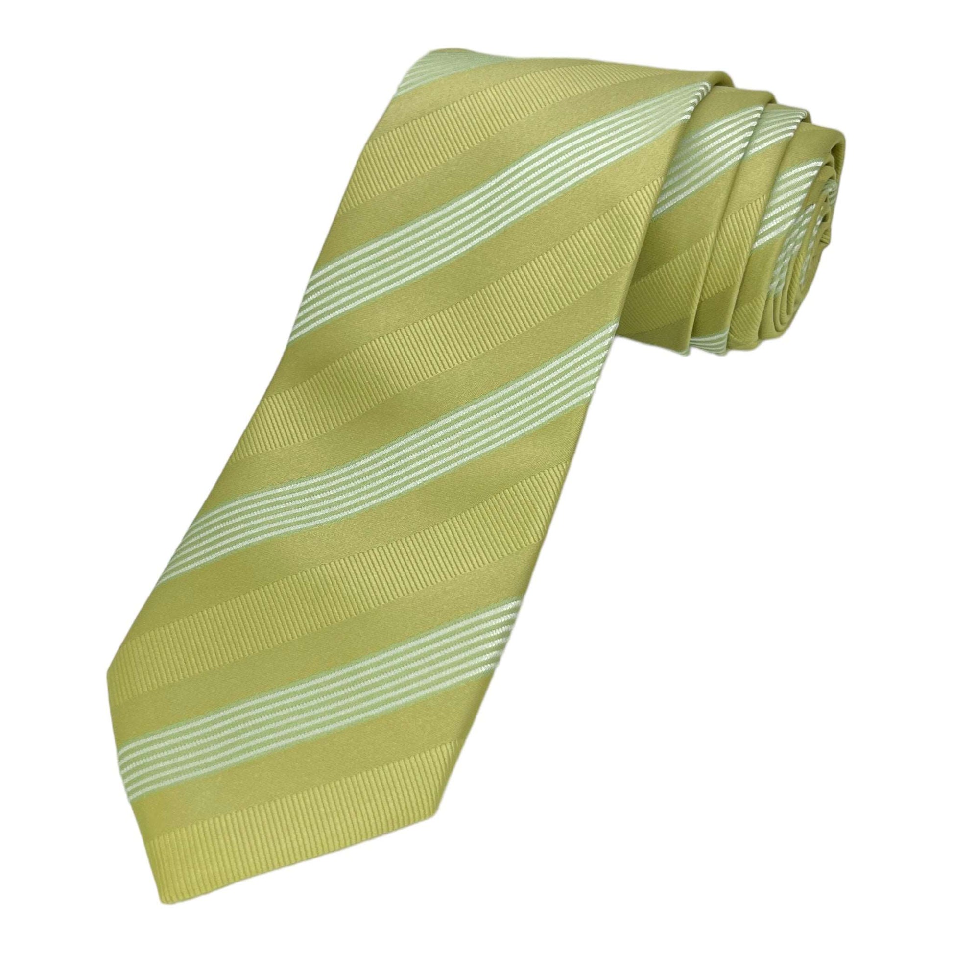 Green Stripe Tie And Pocket Square Combo