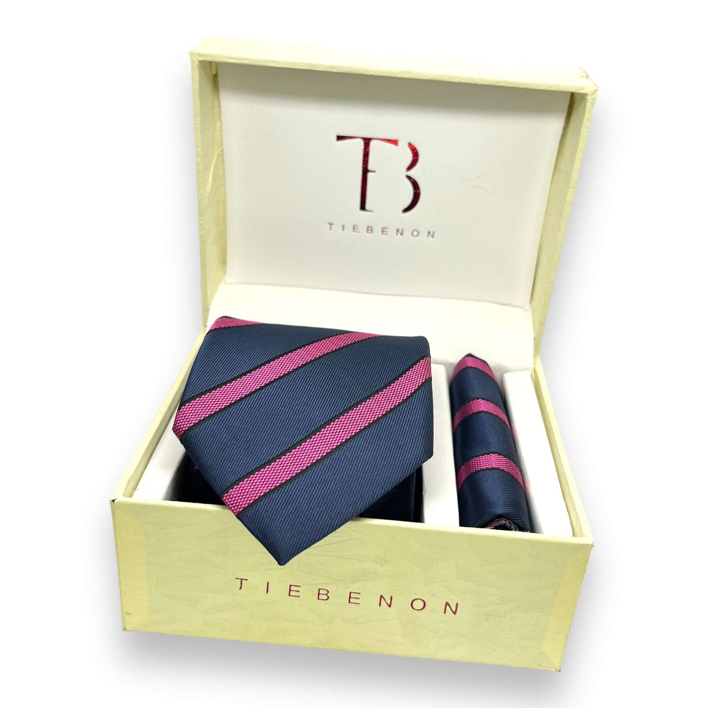 Pink And Blue Stripe Tie Combo