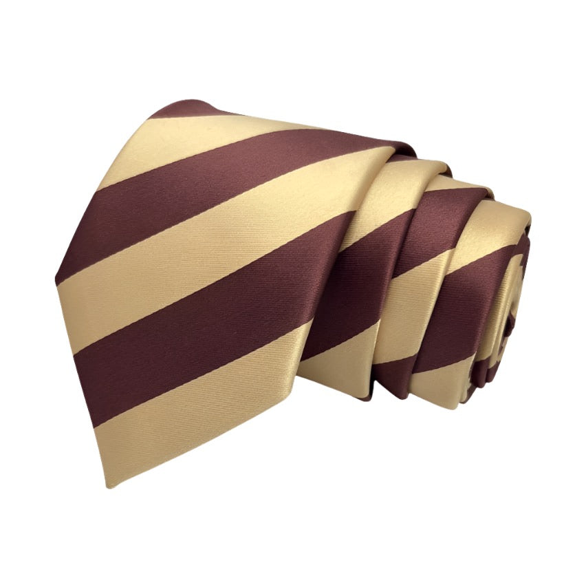 Brown And Cream Stripe Tie Combo