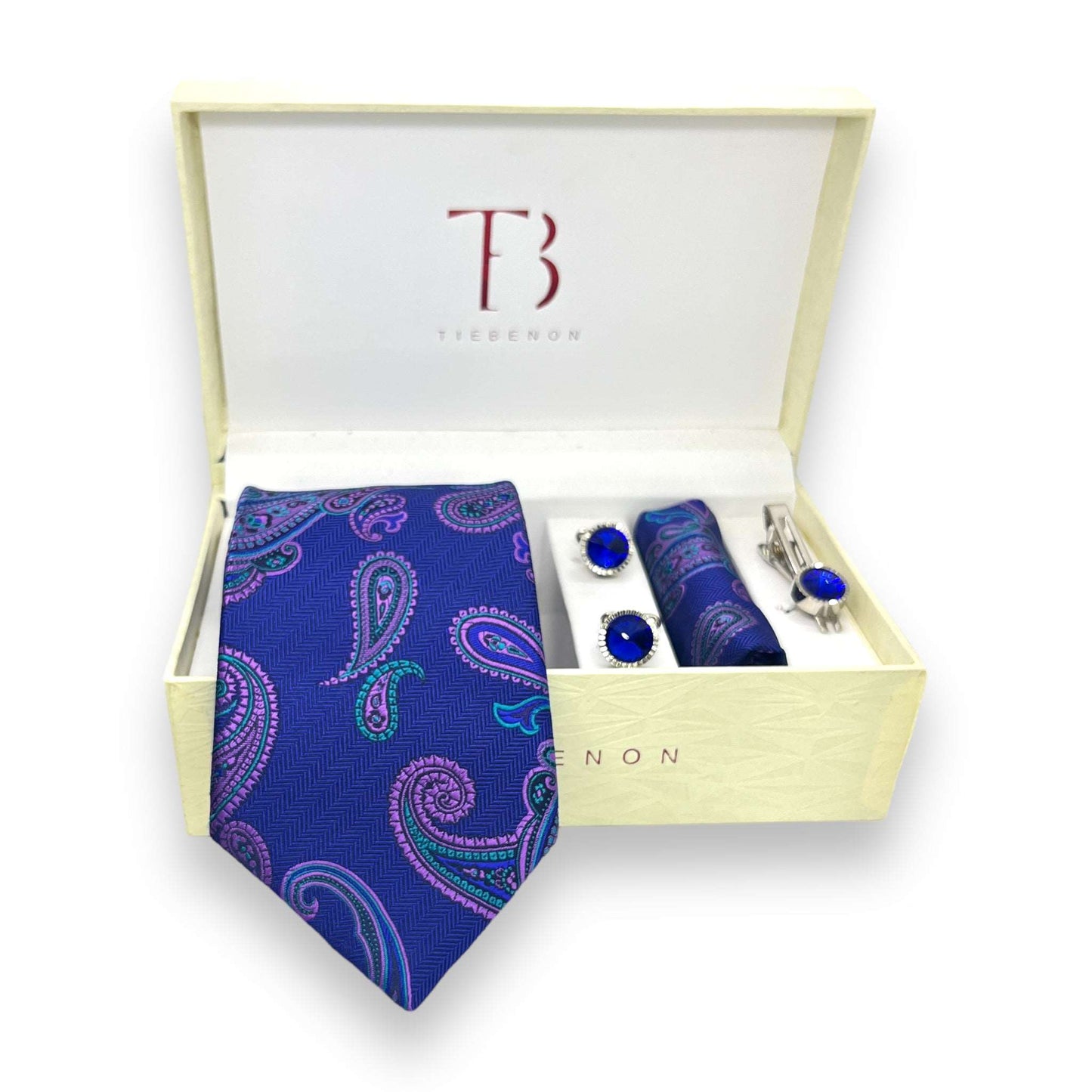 Blue And lavender Paisley Tie Combo