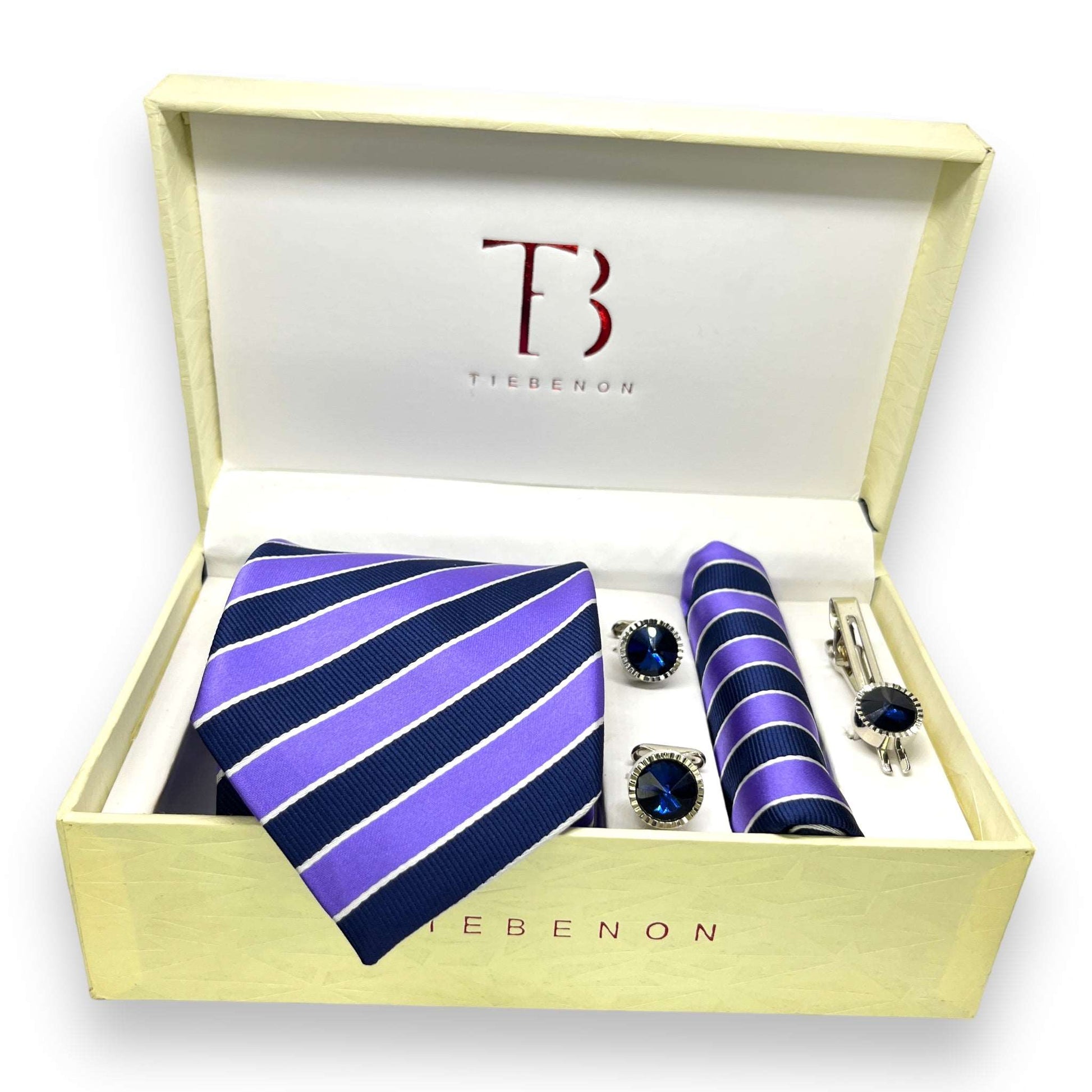 Blue And Purple Stripe Tie Combo