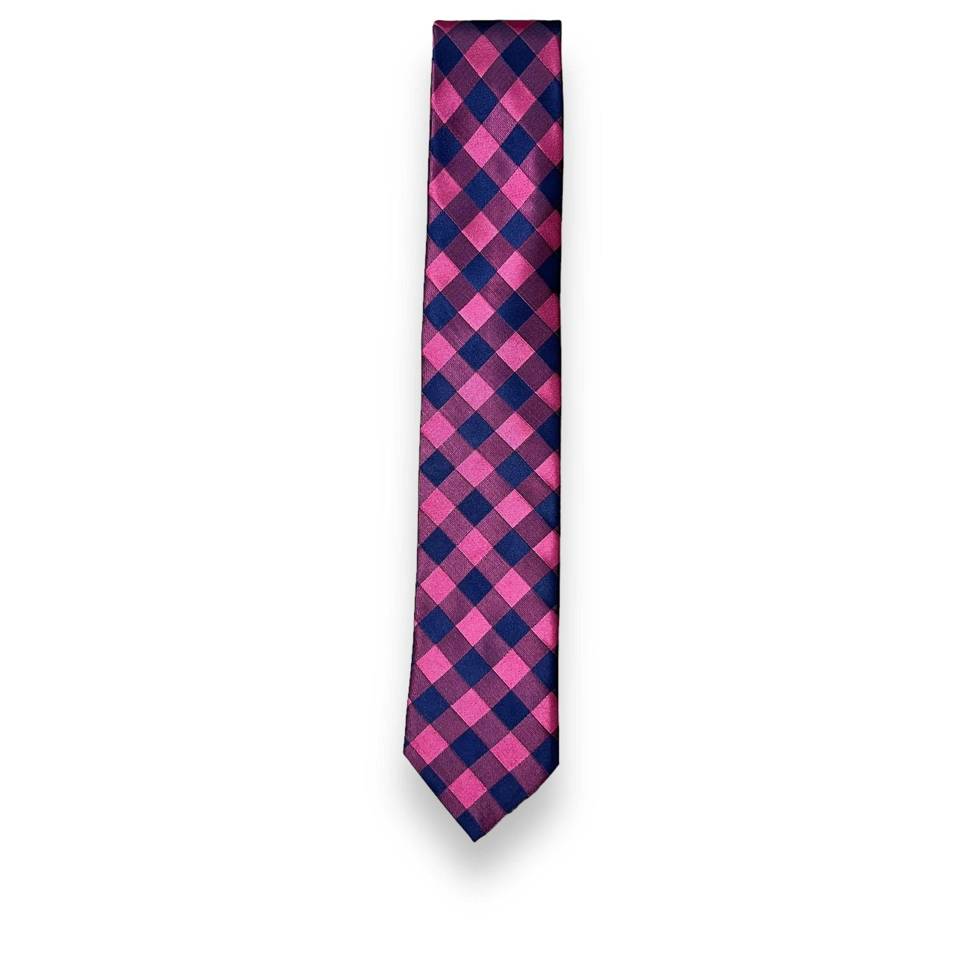 Pink And Blue Plaid Tie