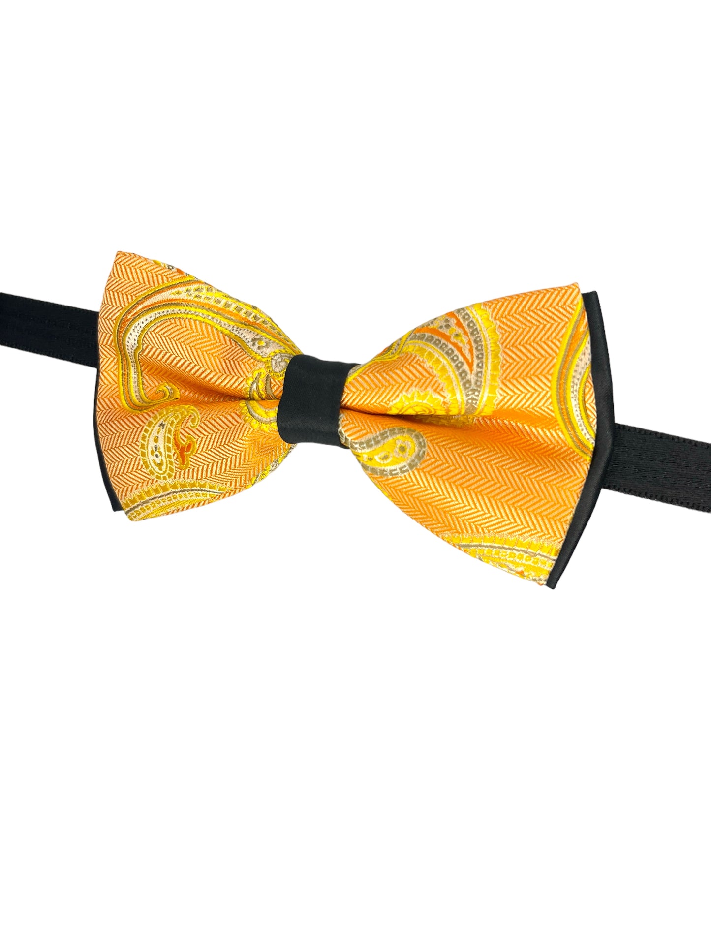 Yellow Paisley Double Layered Bowtie