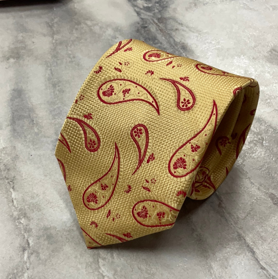 Yellow With Red Paisley Tie