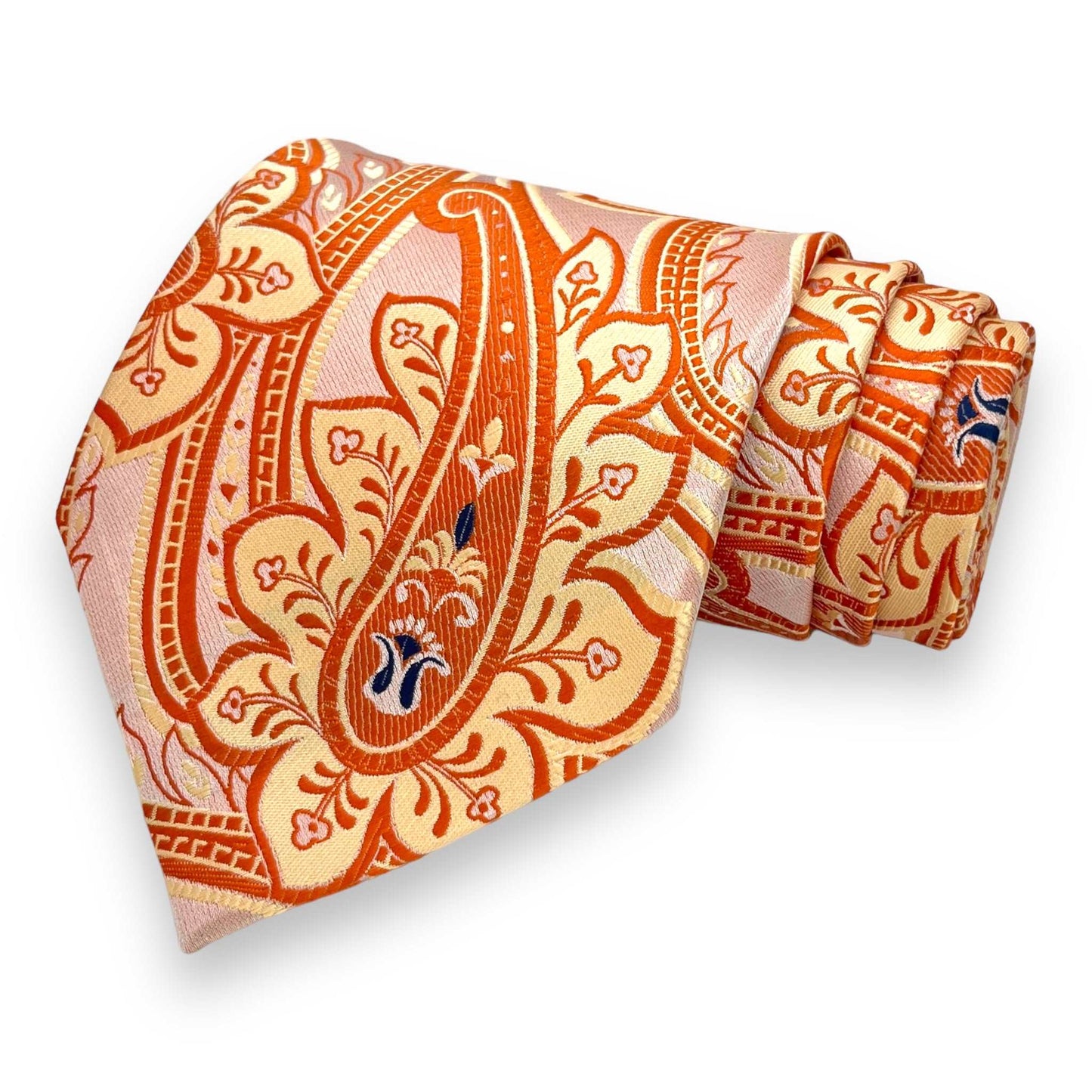 Orange And Peach Paisley Tie Combo