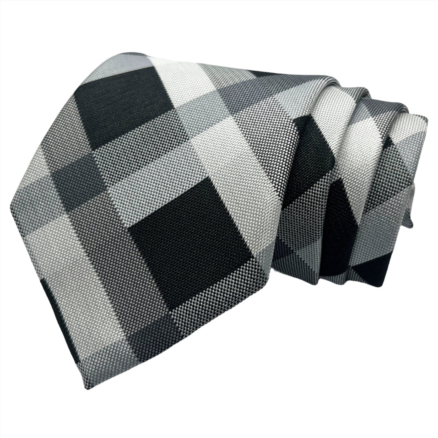 Grey And Black Plaid Tie Combo