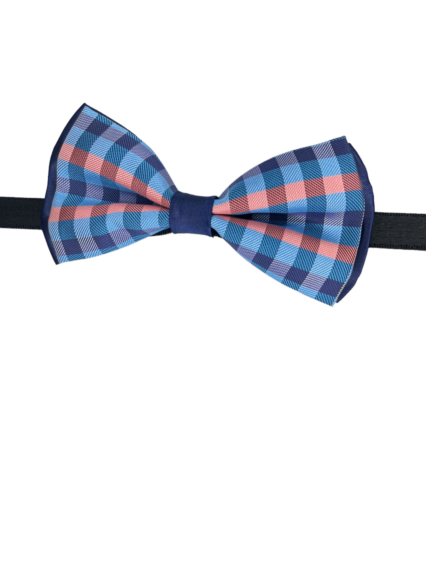 Blue Checkered Double Layered Bowtie