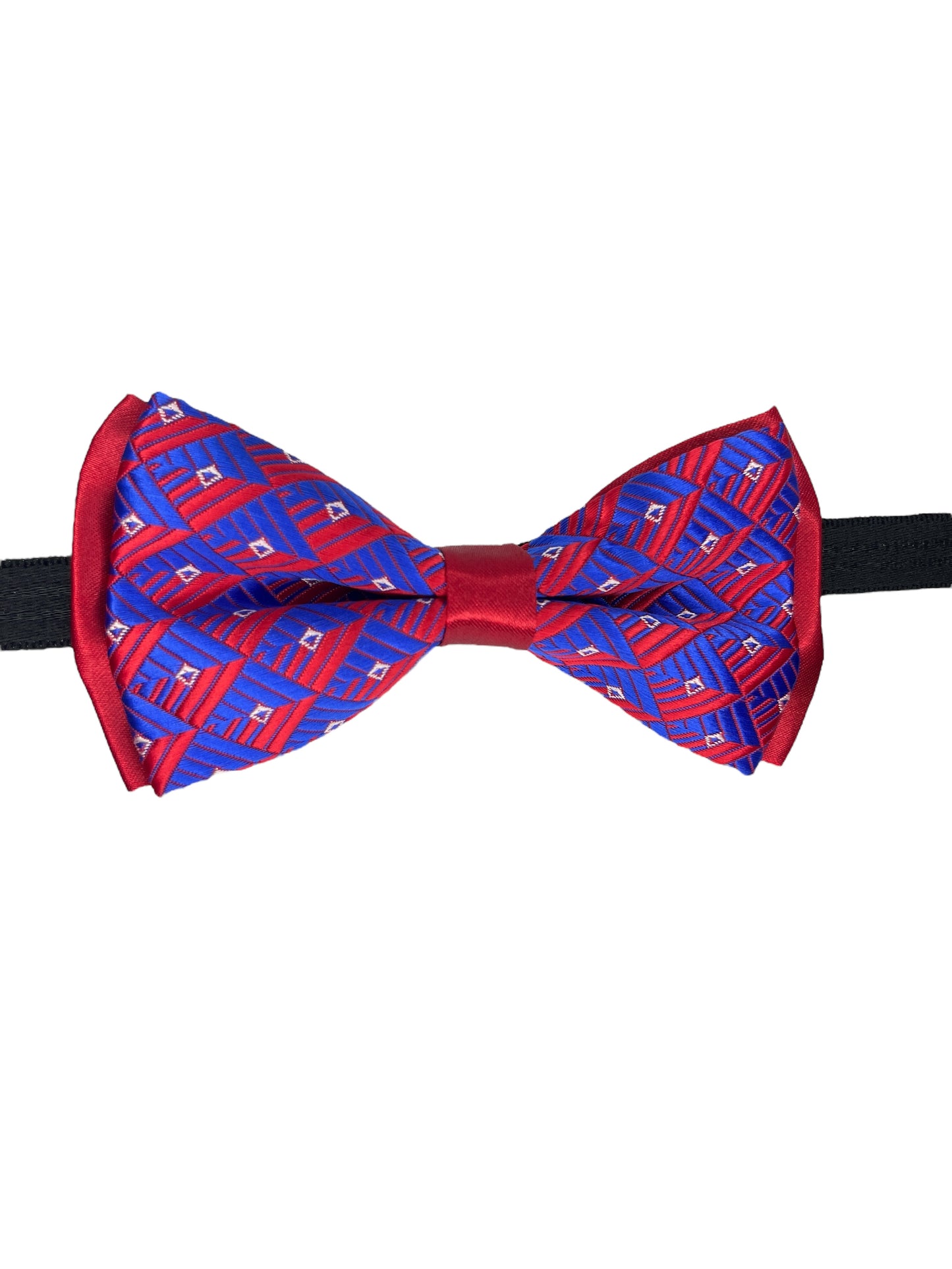 Royal Blue Geometric Double Layered Bowtie