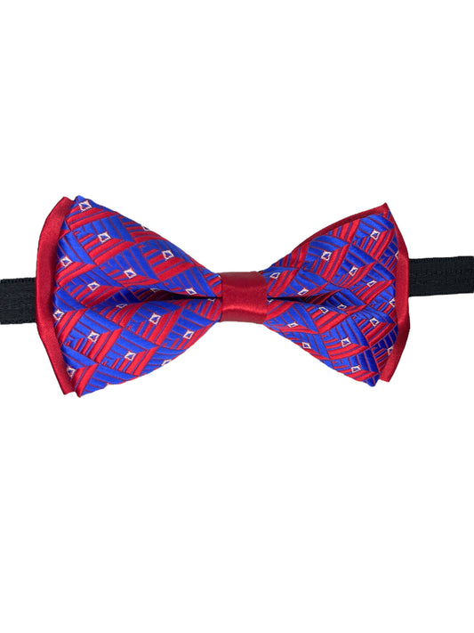 Royal Blue Geometric Double Layered Bowtie