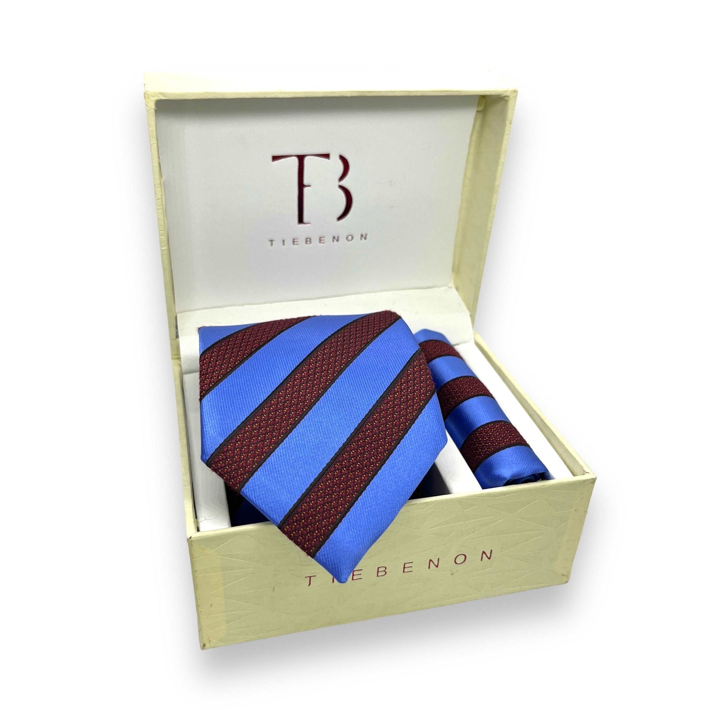 Blue And Rust Stripe Tie Combo