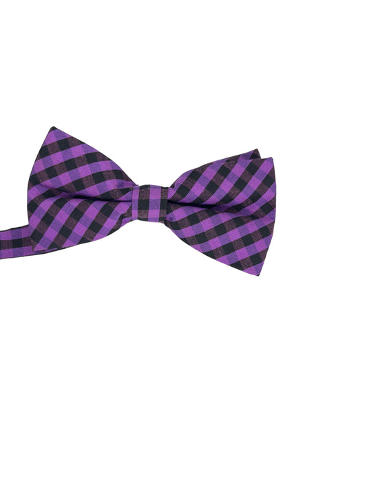 Purple Checkered Double Layered Bowtie