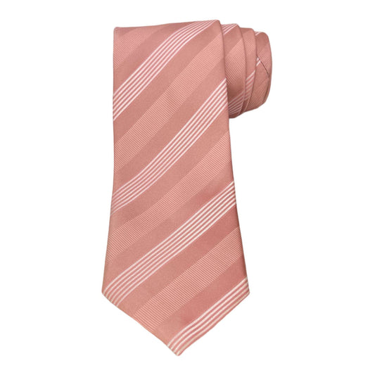 Peach Stripe Tie And Pocket Square Combo