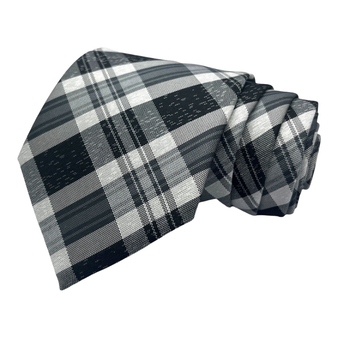 Black And Grey Plaid Tie