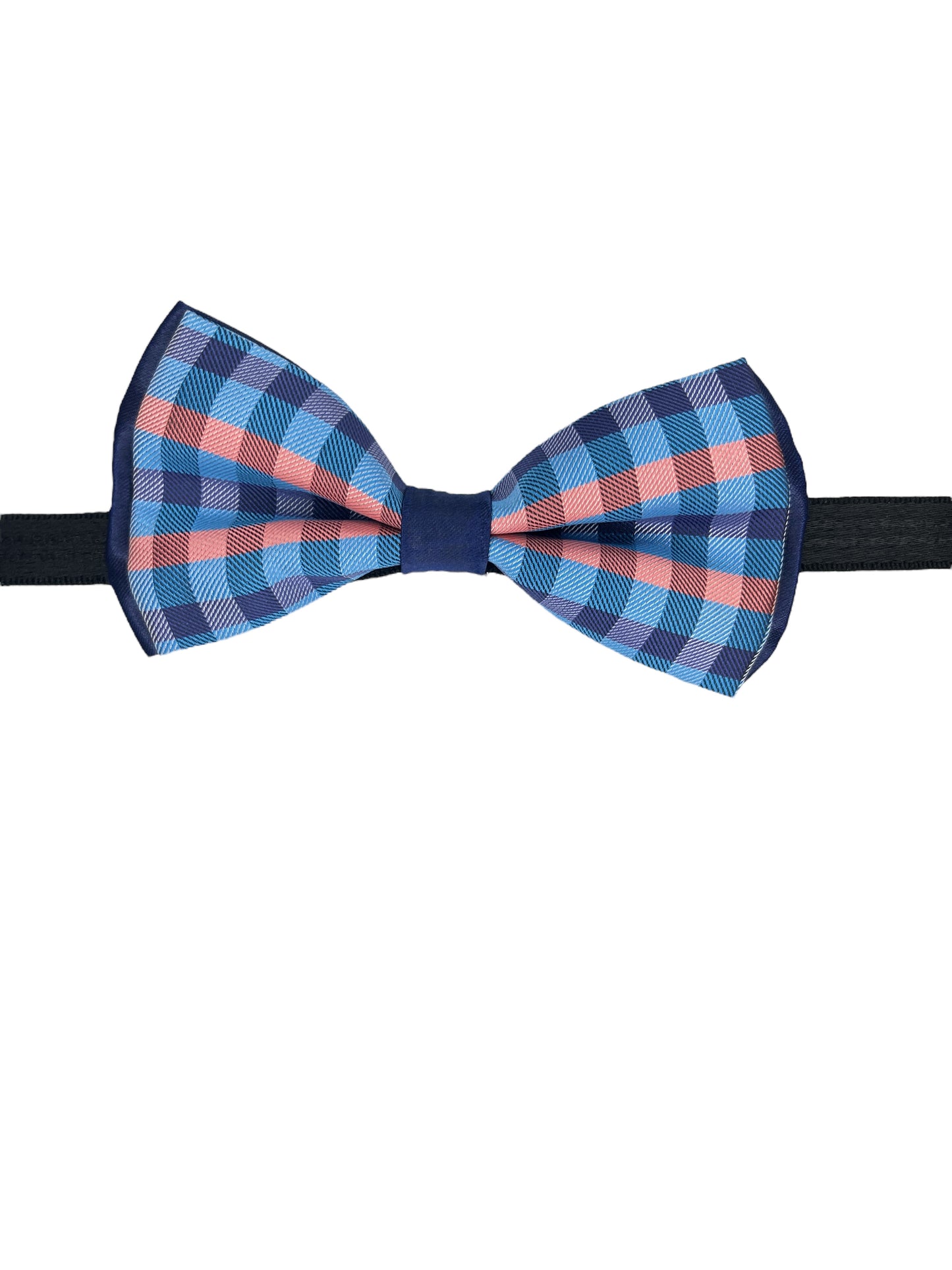 Blue Checkered Double Layered Bowtie