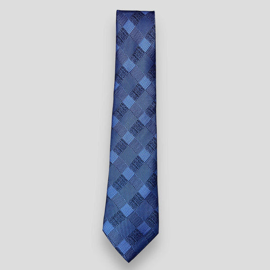 Blue Self Checkered Tie