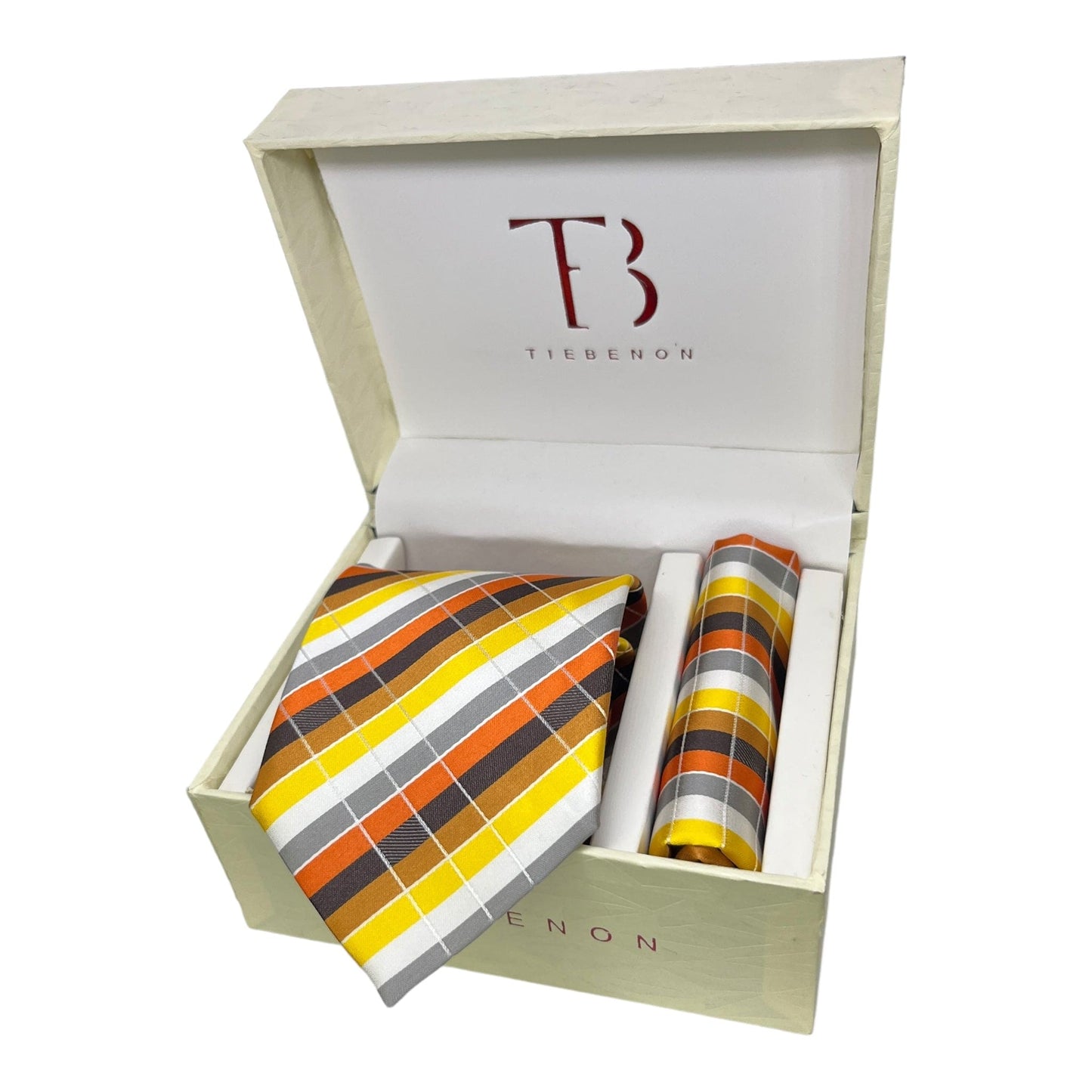 Multicolored Plaided Tie And Pocket Square Combo