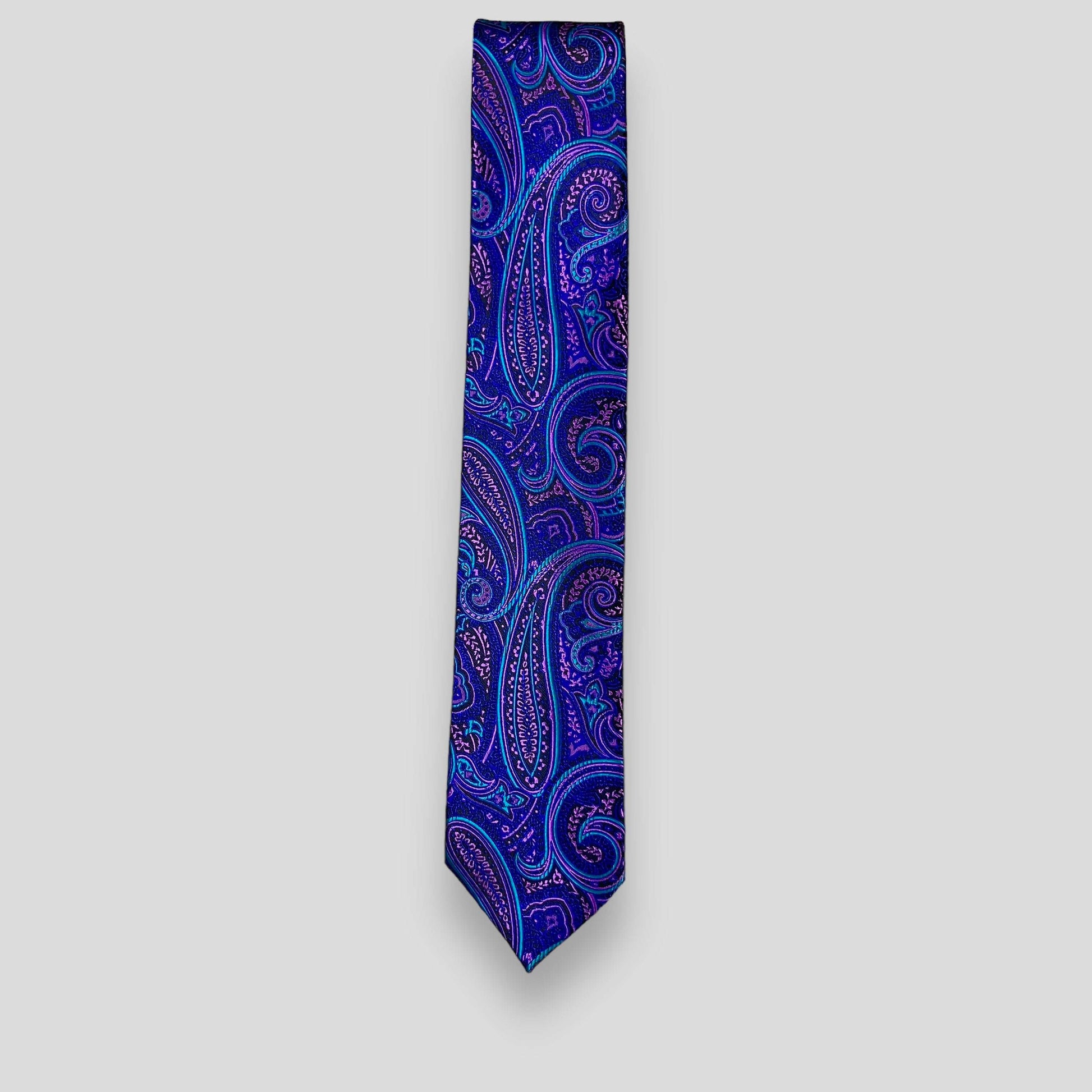 Blue And Purple Big Paisley Tie