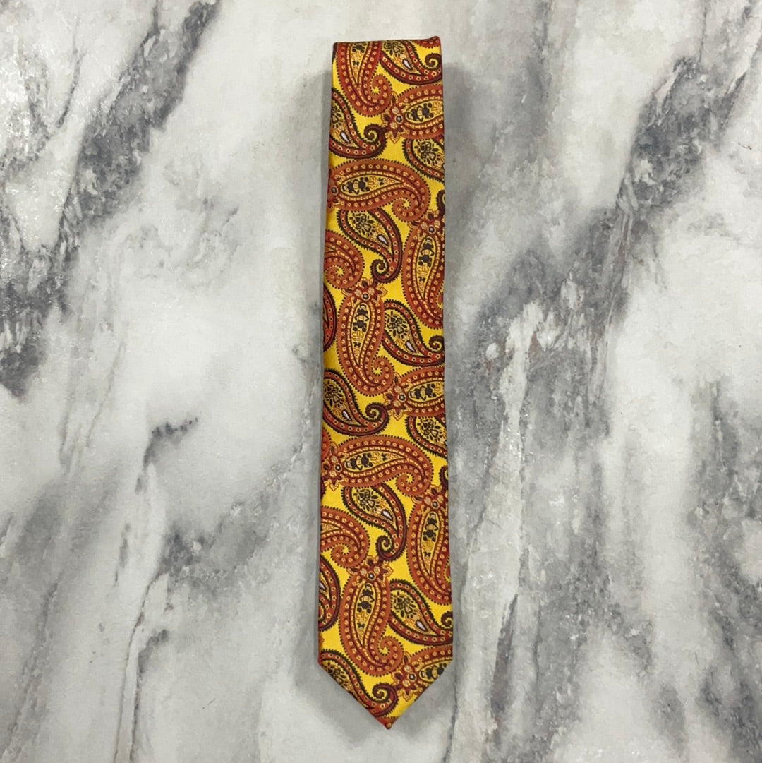 Traditional Yellow Microsilk Paisley Necktie