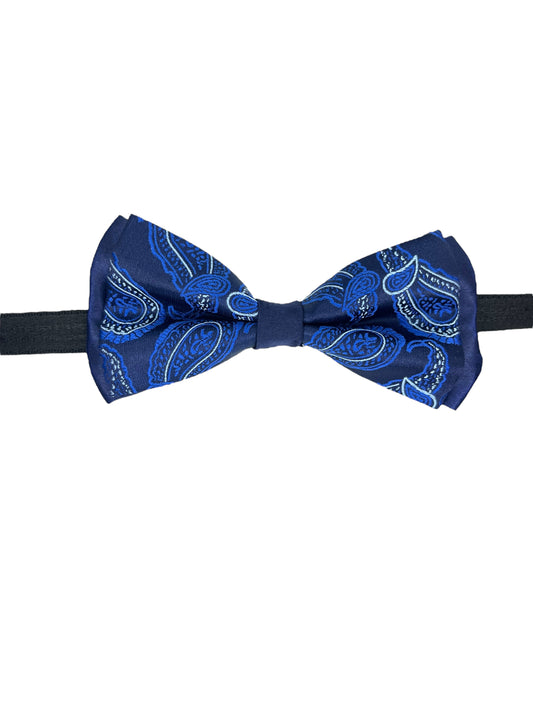 Blue Paisley Double Layered Bowtie