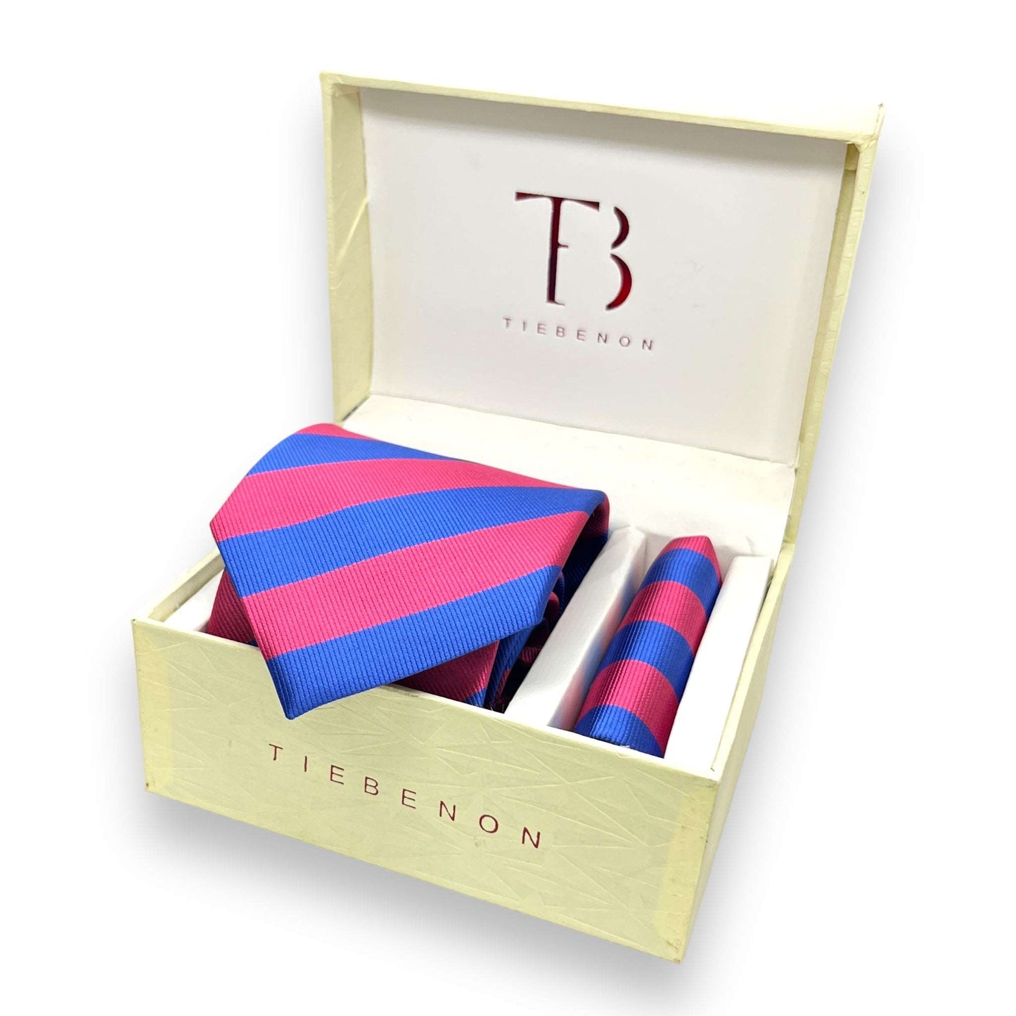 Blue And Pink Stripe Tie Combo