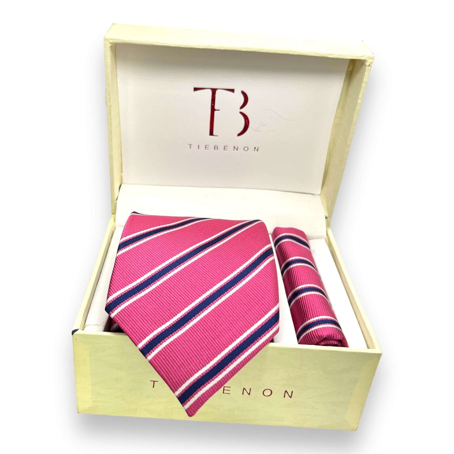 Pink And Blue Stripe Tie Combo