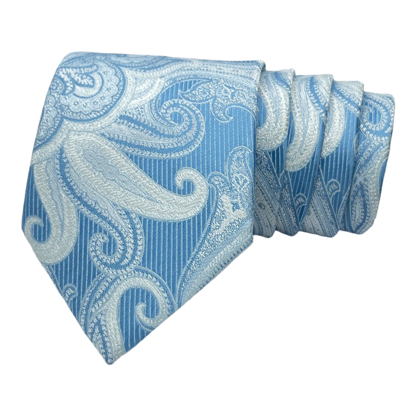 Sky Blue Self Paisley Tie And Pocket Square Combo