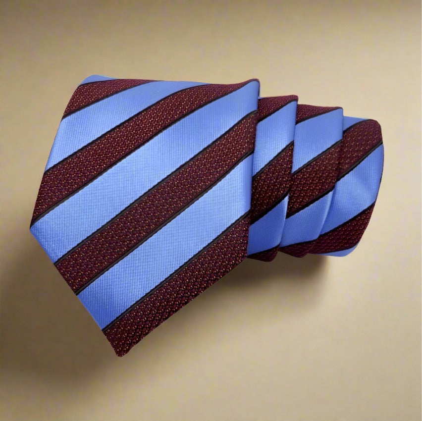 Blue And Rust Stripe Tie Combo