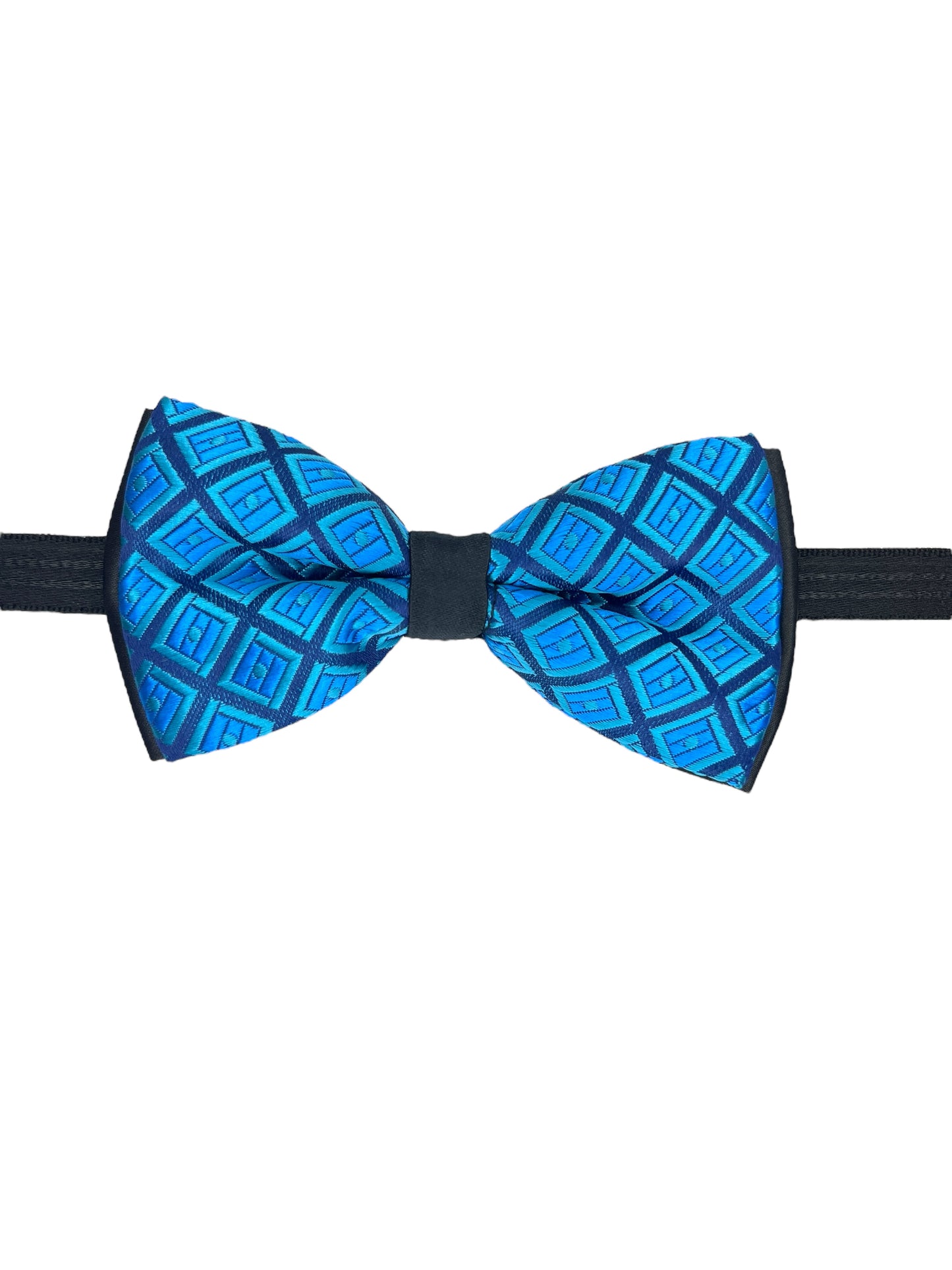 Peacock Blue Geometric Double Layered Bowtie