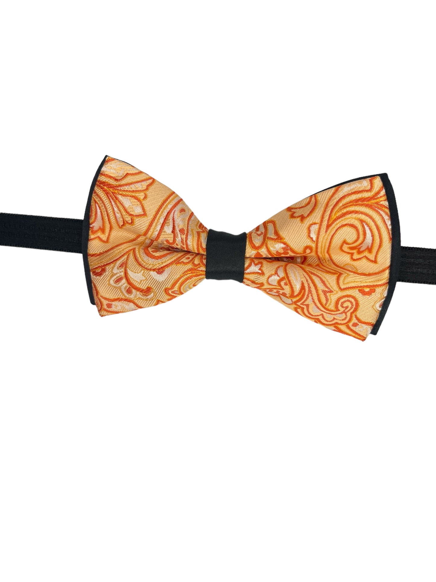 Peach Paisley Double Layered Bowtie