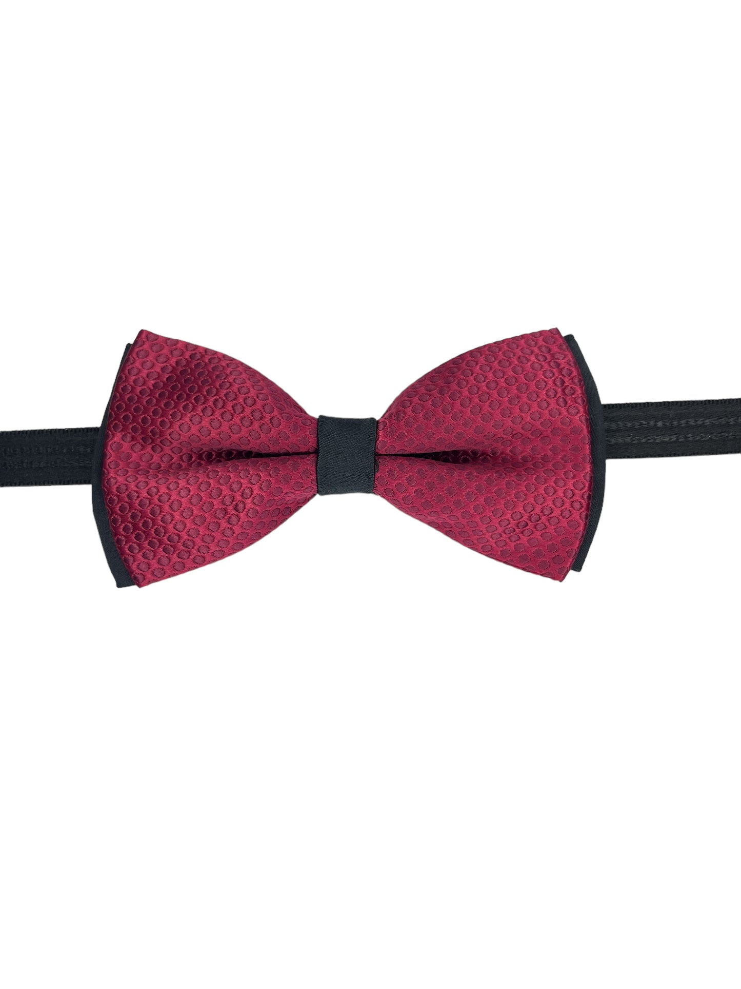 Burgundy Dotted Double Layered Bow tie