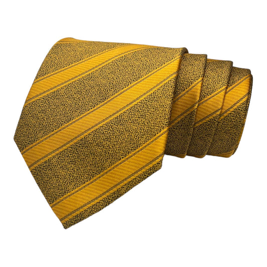 Mustard Stripe Tie And Pocket Square Combo