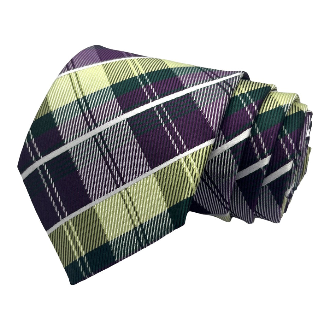 Purple And Green Plaid Tie