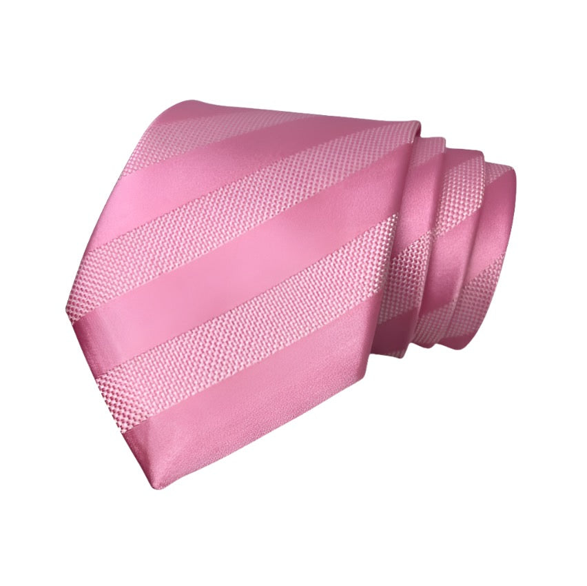 Pink Self Stripe Tie Combo