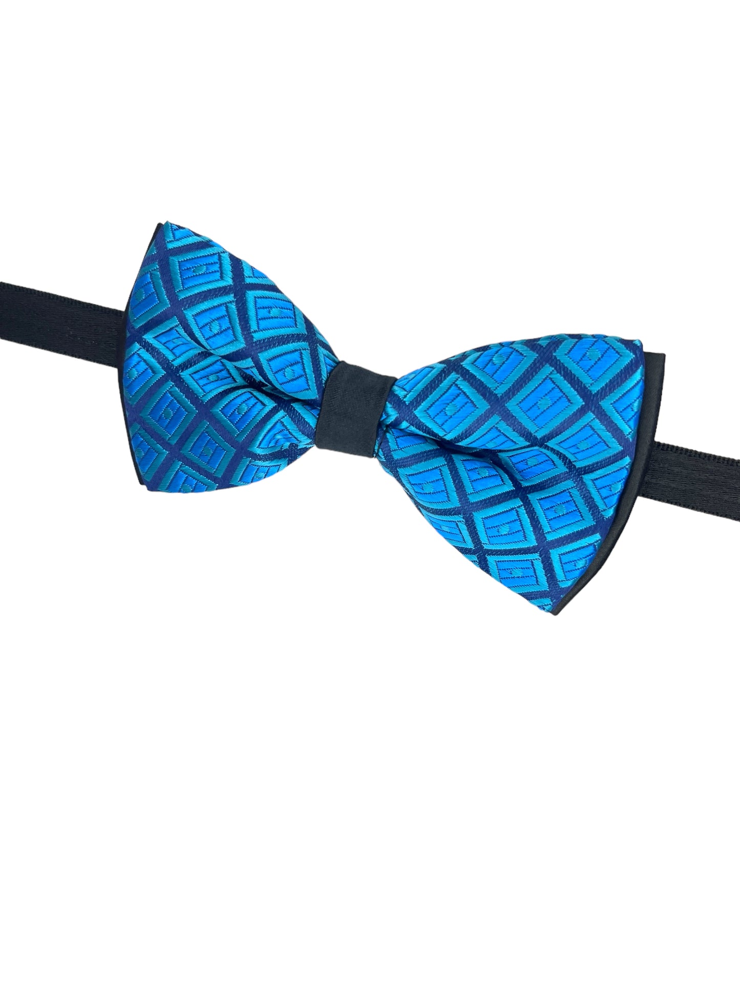 Peacock Blue Geometric Double Layered Bowtie