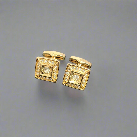 Golden Square Stone Cufflinks