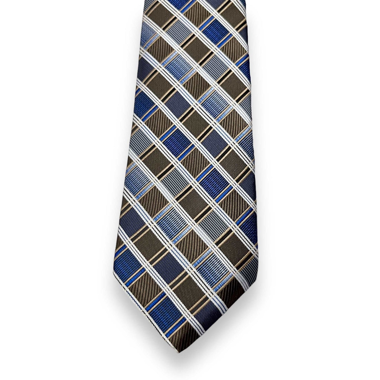 Grey And Blue Plaid Tie