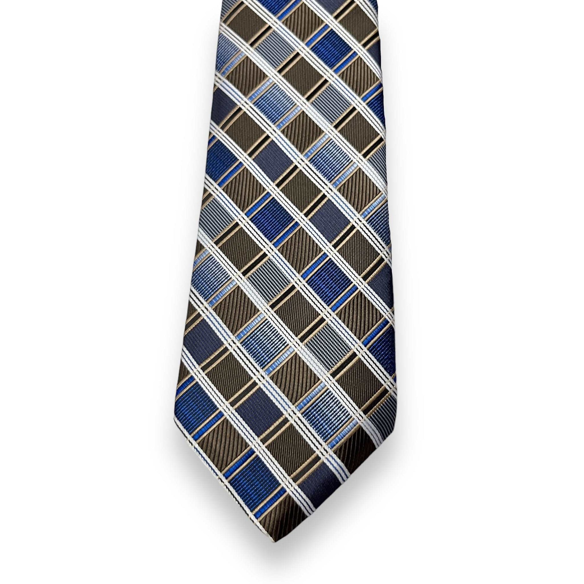 Grey And Blue Plaid Tie