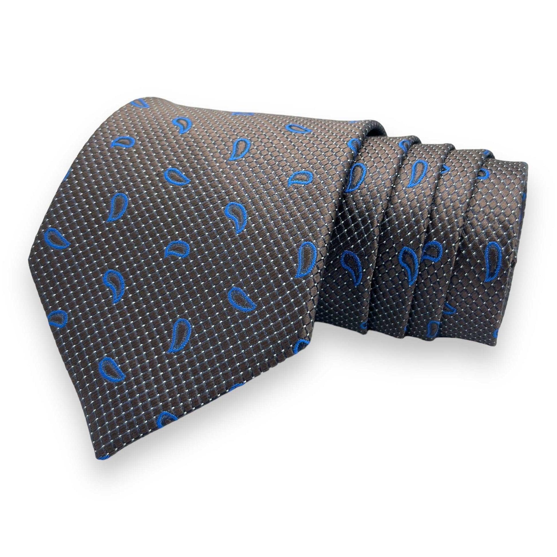 Brown And Blue Paisley Tie Combo