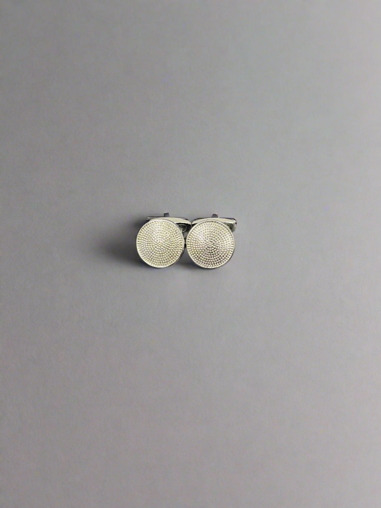 Dot Embossed Silver Cufflinks